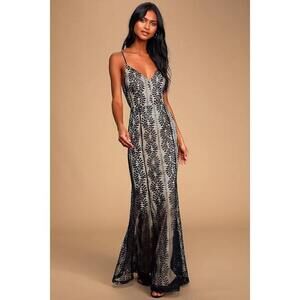 Lulus With Grace Black Lace Mermaid Maxi Dress - Size S